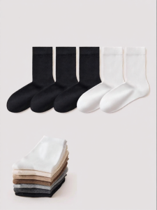 Antibacterial and Odor-Resistant Mens Cotton Mid-Calf Socks