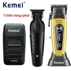 Máy Cắt Tóc Không Dây Kemei 2299 11500 Vòng/phút Máy Tỉa Điện Sạc Lại Được Với Nhiều Đầu Cắt Dành Cho Nam Giới
