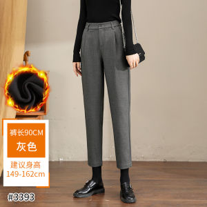 กางเกงสูทขนสีน้ำตาล ทรงหลวม ทรงยาวถึงเข่า ทรงหลวม กางเกงขายาวผู้หญิงฤดูใบไม้ร่วง/ฤดูหนาว กางเกงขายาวสไตล์มาร์ติน สีน้ำตาล