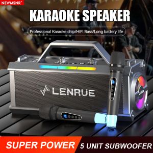 NEWMSNR Super Power Bluetooth Speaker With Dual Professional Karaoke Microphone 5 Unit Subwoofer Wireless Speakers 9D Surround Bass Speaker Hands-free Call