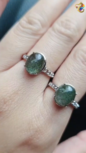 Collection Grade Old Mine Brazil Starry Green Phantom Quartz S925 Silver Ring