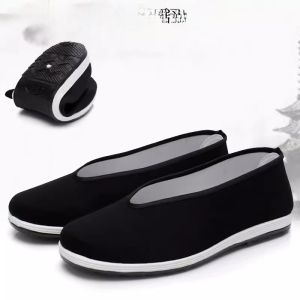 Lightweight Canvas Tai Chi Shoes for Men Old Beijing Practice Shoes Eight Segment Silk Ribbon Kung Fu Shoes