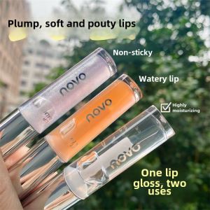 NOVO Hydrating Lip Gloss Moisturizing Transparent Glass Lip Top Coat with Fine Sparkle Water Light Mirror Finish Lipstick