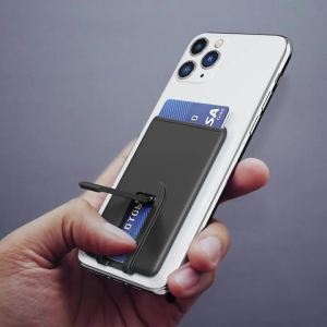 Mobile Phone Card Holder Stick on Anti Falling Credit Cardholder Easy Push 3M Adhesive Soft Silicone Phone Wallet Compatible