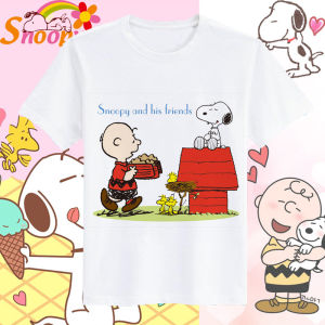Bandai | American Retro Trend Student Cartoon Peanut Comic Snoopy (the Dog) Short-sleeved T-shirt for Boys Childrens Clothing