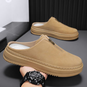 Mens Summer Breathable Slip-On Driving Casual Sports Shoes Retro Half Slippers Comfortable Driving Bean Bean Slippers