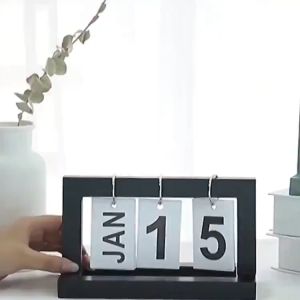Nordic Simple Flip calendar Wooden Perpetual Creative Desktop Chic Flip Decoration Home Office Calendar earphea