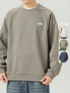 Wood soon | Round Neck Loose Pullover Raglan Sleeve Sweatshirt