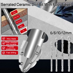 Serrated Ceramic Drill Bit With Four Edges Four-Blade Serrated Eccentric Drill Bit Alloy Triangle Overlord Drill Bits