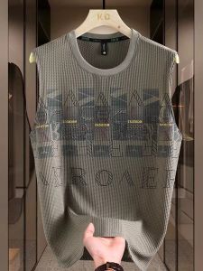Ice Silk Cool Feeling Vest Mens Summer Trend Loose Thin Breathable Fashion Brand INS Shoulder Handsome Sleeveless T-Shirt