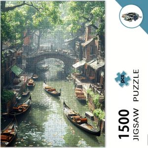 1000 pcs Green Jiangnan Canal Stone Bridge Jigsaw Puzzle Home Decor Games Family Fun Floor Puzzles Educational Toys for Kids