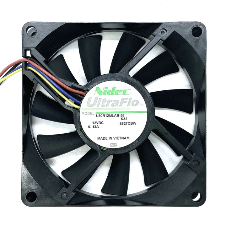 Quạt Tản Nhiệt Máy Tính 12V 4 Chân 8CM Nidec U80R12MLAB-58 Quạt Tản Nhiệt CPU 24V Box PWM Control Soundproof Computer Hardware