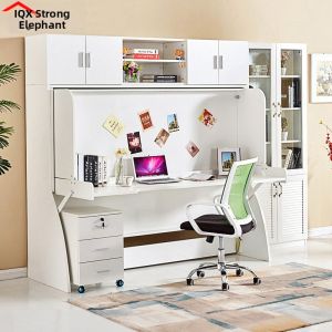 QIANGXIANG | Multi-functional Hidden Furniture Computer Desk & Bookcase Bed