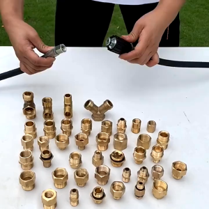 Brass High Pressure Hose Connector Kit - Male/Female Thread Adapters M14/M18/M22 for Car Wash & Home Cleaning (Durable Corrosion-Resistant Brass Fittings)