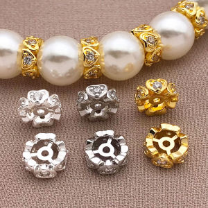 ผสม 3/5pcs 18K ทองแดงแท้ golden หนาสีเงินสีขาว golden zircon heart spacer เครื่องประดับ DIY ทําอุปกรณ์