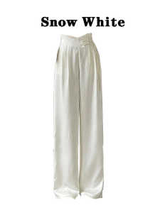 กางเกงขายาวทรงตรงผ้าซาตินอะซิเตทสไตล์จีนใหม่สำหรับฤดูร้อนปี 2024 กางเกงขายาวทรงตรงยาวถึงพื้นสำหรับผู้หญิง กางเกงขายาวทรงตรง