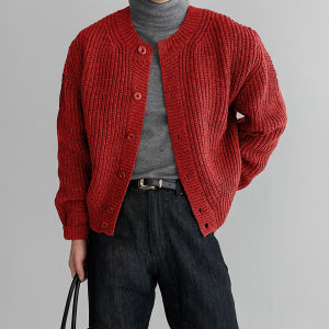 DAVID&ME | Stylish High-Quality Grey Thickened Short Cardigan for Men with Knit Texture