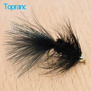 Topranc 10Pcs 8# Beadhead Gilled Nymph Woolly Bugger Streamer Flies Flashabou Crystal Tail Salmon Fly Fishing Lures