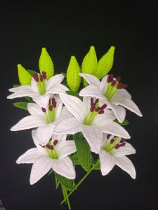 Handmade Wool Flower Creative DIY Lilies Bouquet Indoor Flower Arrangement Weaving Material Kit Teachers Day Gift