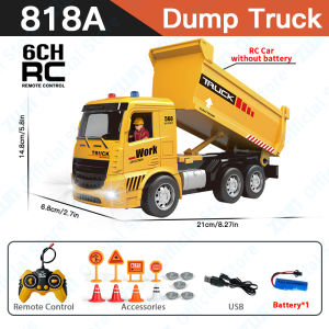 ZWN Remote Control Excavator and Dump Truck RC Model Car Toy Professional  Simulation Construction Vehicle Best Gift for Kids