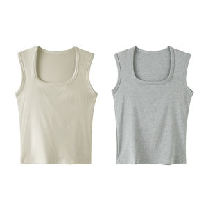 TONERCE | Sleeveless Top Square Neck Wide Shoulder Conceal Underarm Fat Slim Fit Dual Wear
