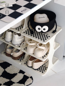 Simple Shoe Rack under Bed Dustproof Multi-layer Storage Shelf Gap Organizer Chessboard Design Dormitory Shoe Storage Cabinet