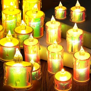 Polocat Flameless Led Candle Transparent Illusory Color Tear Candle Light Home Wedding Birthday Party Xmas Decoration Tea Lamp