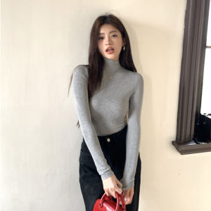 Slim Fit Long Sleeve Base Shirt Womens Fashionable Thin Tight Inner Wear T-Shirt High Neck Korean Style Commute Style