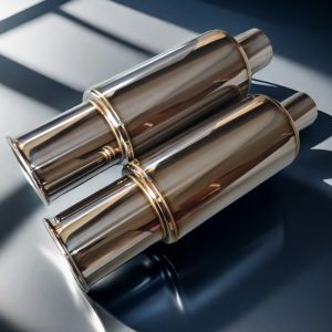 Thép không gỉ cán cạnh ổ cắm khí thải xe hơi phần Đuôi Ống thay thế trống đuôi xe nguyên bản bằng một chiếc xe thể thao thấp sóng âm thanh vượt qua trực tiếp bên trong với bông giảm thanh đầy đủ