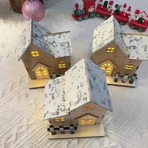 Lighted Christmas Village Houses Winter Scene Village Houses with Figurines for Christmas Holiday Decor