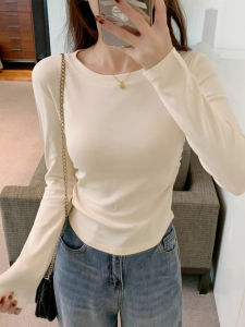 เรียบหรู สลิมฟิต ผู้หญิง เสื้อยืดแขนยาว หลากหลาย เสื้อชั้นฐาน ฤดูใบไม้ร่วง ต้นฤดูกาล เอว Cinched เสื้อท่อนบน