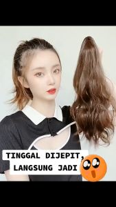 Jepit rambut warna polos full keriting 35cm new (JEP1055)