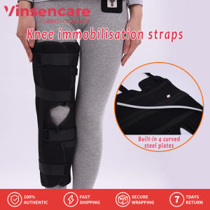 Vinsencare Knee Immobilizer Splint Leg Brace 1Pc Black Adjustable For Women/Men Lower Limb Brace Knee Brace Sleeve Reinforced Knee Brace Knee Brace Cross Sleeve