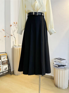 Business Womens Midi Skirt High Waist A-Line Gored Skirts Spring Autumn Slimming Elegant Korean Style Zipper Pure Color
