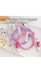 Pelindung Kabel Charger Kabel Data Kawat Kabel Data HP Untuk Iphone Android Universal Motif Kartun Lucu