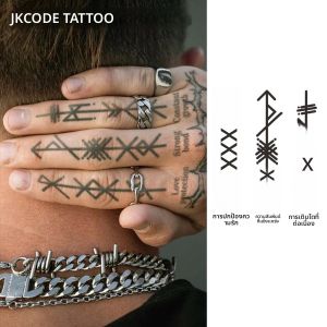 รอยสักสมุนไพรลายโทเท็มแบบยุคยุทธวิธีไวกิ้งโบราณ ข้อความเกี่ยวกับความสงบ ความรัก ความแข็งแรงของมิตรภาพ ลายสักนิ้ว สไตล์ร็อค สักมือ คอ นิ้ว ลายโทเท็มเท่ๆ สำหรับผู้ชายและผู้หญิง สติกเกอร์สักอเนกประสงค์ ติดทนนาน กันน้ำได้ 15 วัน