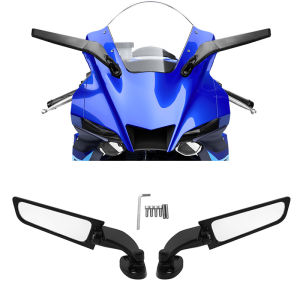 For YAMAHA YZF R3 R6 R15 Motorcycle Mirrors Stealth Winglets Mirror To Rotate Adjustable Mirrors For Kawasaki For Ninja 250 300