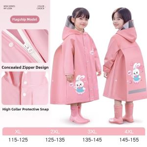 WANBAOLV | Waterproof and Cute Long Children Raincoat with Schoolbag Position