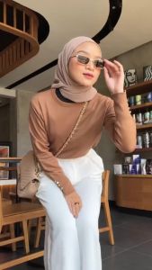 cod | SONYA Atasan Blouse Knit Kekinian Lengan Panjang| BLOUSE TURTLENECK/INNARA BUTTON KANCING TANGAN PREMIUM