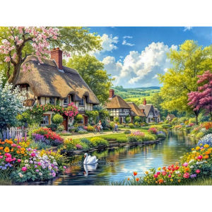 500/1000/1200/2000PCS Jigsaw Puzzle House Garden Tree Landscape Art For Adults Great Weekend Relaxation And Family Fun