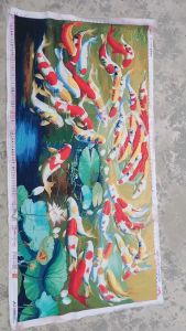 THÊU SẴN Tranh thêu chữ thập thành phẩm cá cửu ngư quần hội hoa sen AL21660 171*89cmTHÊU KÍN