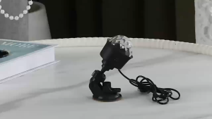 USB Car Ambient Light with Suction Cups 360° Swivel Head Colorful Light and Voice-activated Melodies Disco Light