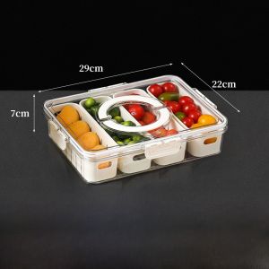 Kitchen Fruits Vegetables Storage Box Refrigerator Drainage ness Box with Handle Cold Storage Sealed Layered ness
