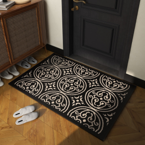 VIKAMA Cute Elliptical Plush Bathroom Absorbent Non Slip Mat Toilet Door Stainproof Foot Mat Washable