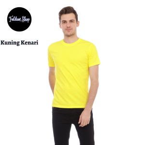 Kaos Polos Pria Oneck Lengan Pendek Bahan Katun Combed 30s Warna Kuning Kenari