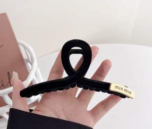 [13cm] Kẹp tóc cỡ lớn bọc nhung màu đen sang trọng kẹp tóc size to đính phụ kiện cho nữ