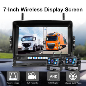 Yoelbaer | 7 Inch Wireless Backup Camera HD720P 2Ch Rear View Monitor Kit Car Security Reverse Aid System for Bus Trailer RV Truck
