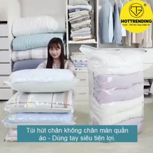 Túi Hút Chân Không Đựng Quần Áo Chăn Màn Dùng Tay Đơn Giản Nhanh Gọn Nén Cao.