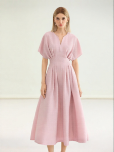 COCOBELLA | Soft Pink Waist-Cinching Maxi Dress