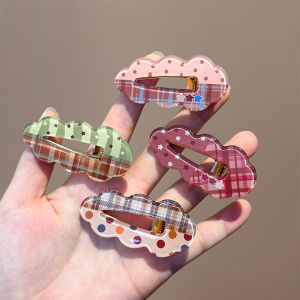 กิ๊บติดผมลายสก็อตสีตัดกันสำหรับผู้หญิง สไตล์หวาน อเนกประสงค์ กิ๊บติดผมแบบมีด้ามจับสำหรับใช้ในบ้าน กิ๊บติดผมสำหรับแต่งหน้า